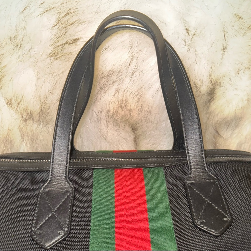 GUCCI  
🔥 Pre-Loved Black Techno Canvas Web Duffle - Picture 7 of 14